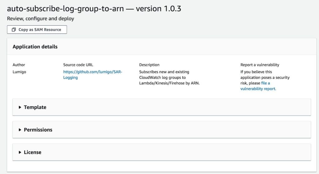 Details of the auto-subscribe-log-group-to-arn tool from Lumigo
