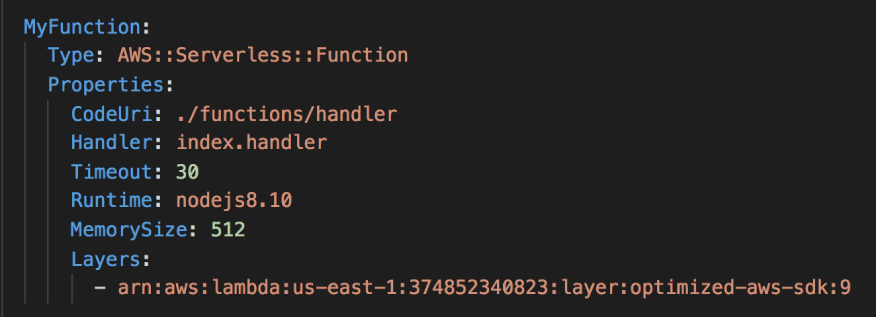 You can add the Lambda Layer to your projects using AWS SAM. This image shows how.