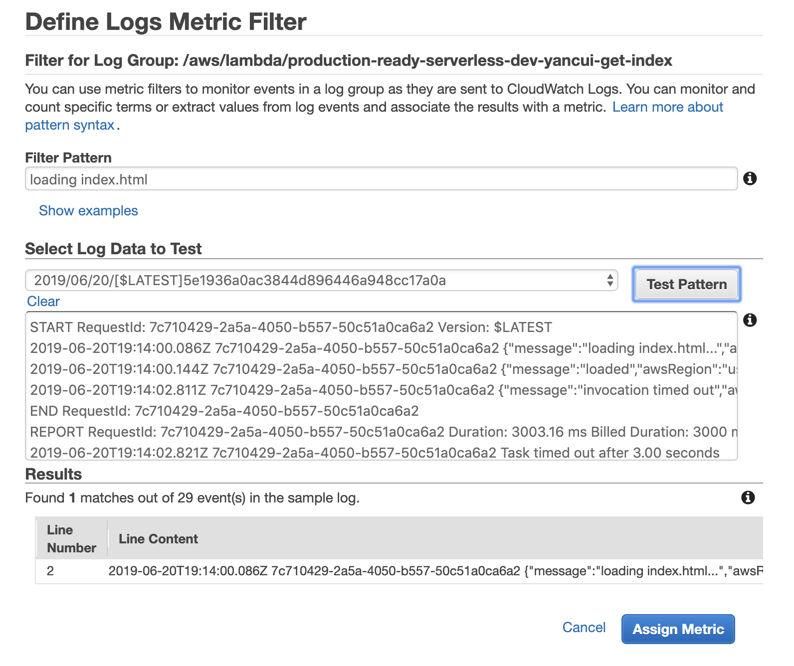 An image showing where users can set metric filters for CloudWatch Logs.
