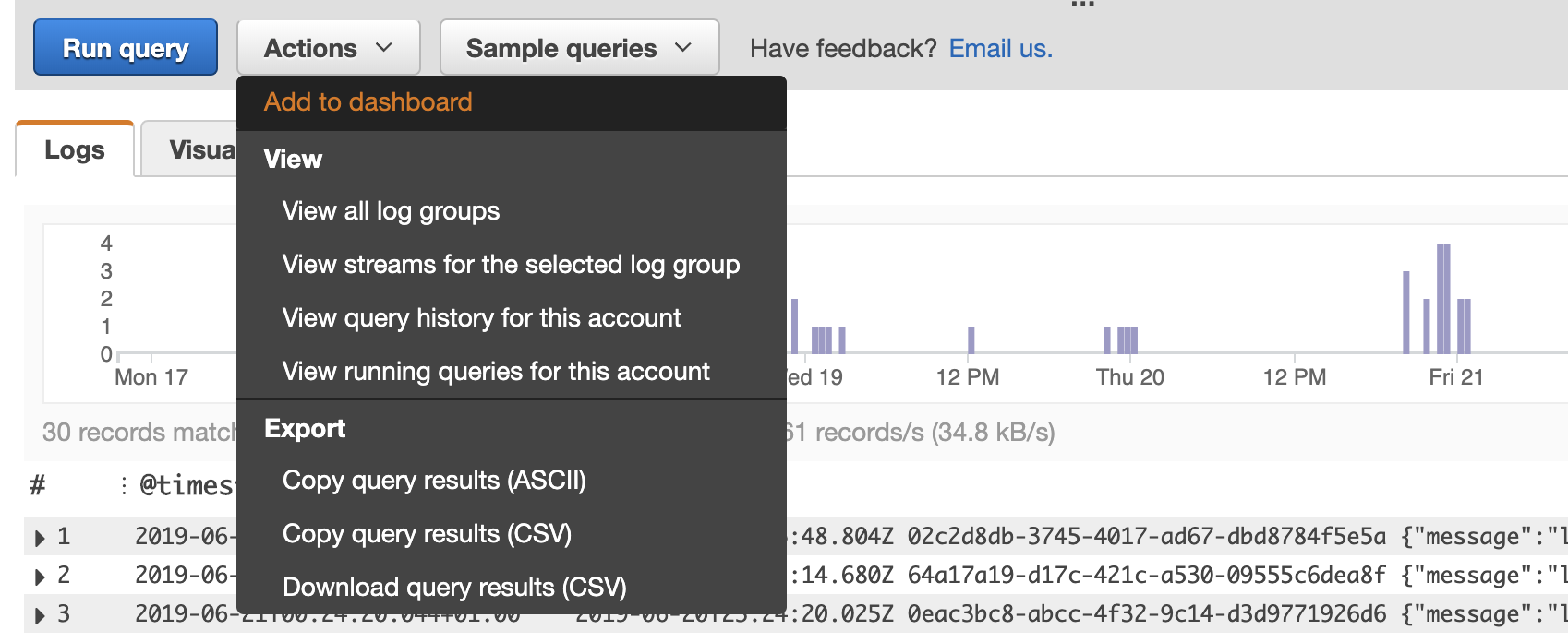 You can even visualize them in the CloudWatch Metrics dashboard.