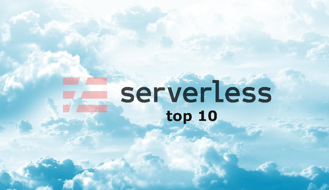 The Serverless Framework logo on a background of clouds.