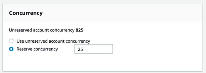 Setting AWS reserved concurrency