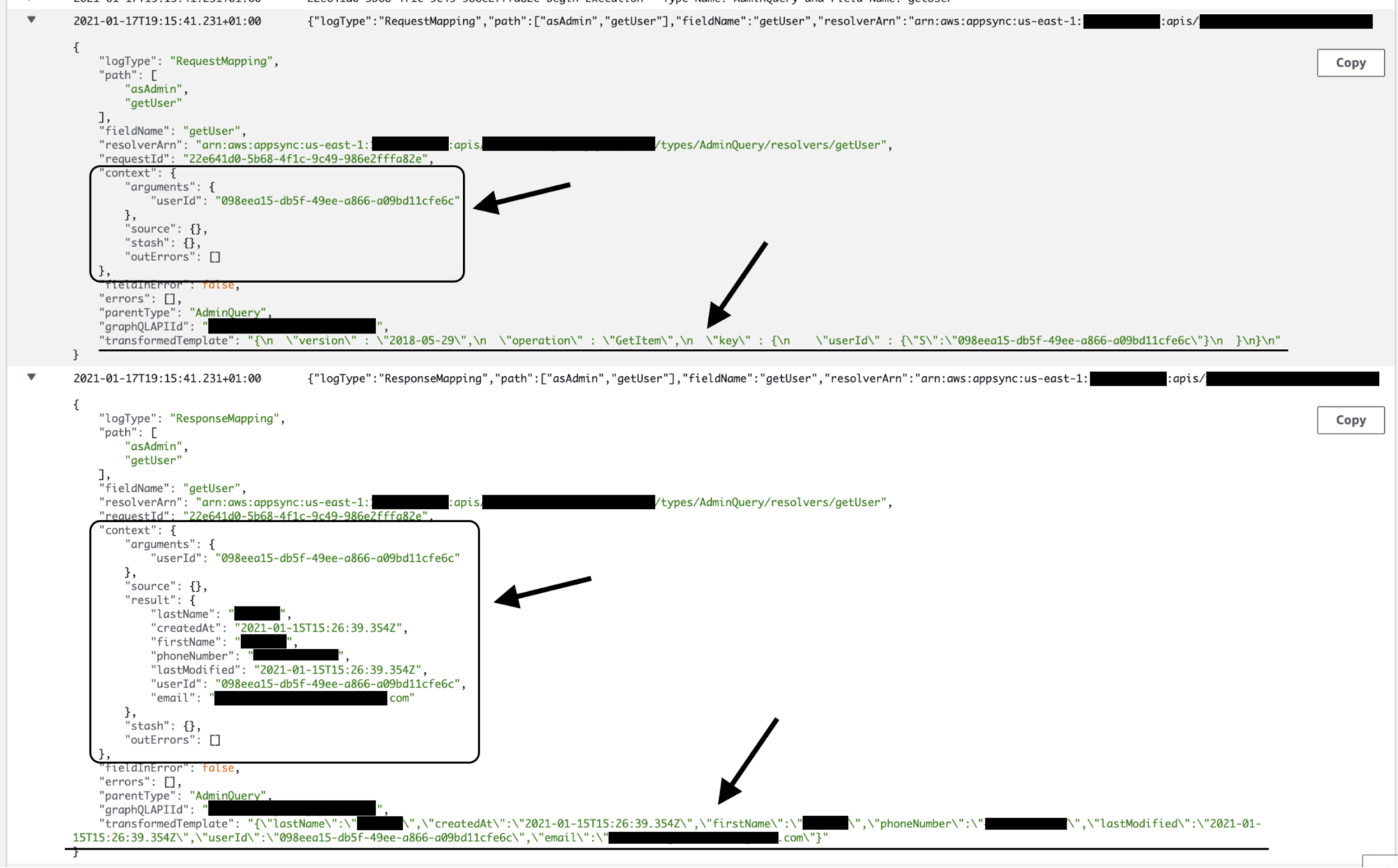 11 AppSync CloudWatch with verbose RequestMapping and ResponseMapping logs