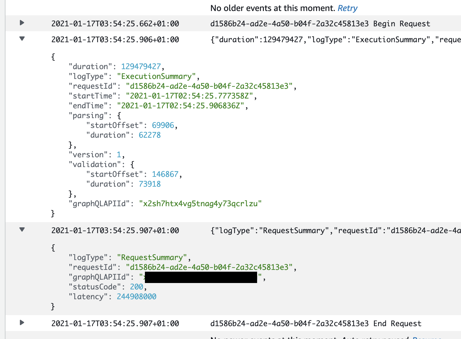 5 AppSync ExecutionSummary and RequestSummary logs